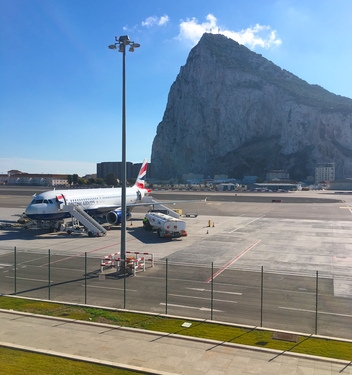 With the backdrop of the Rock of Gibraltar this is one stunning airport view © Michelle Chaplow