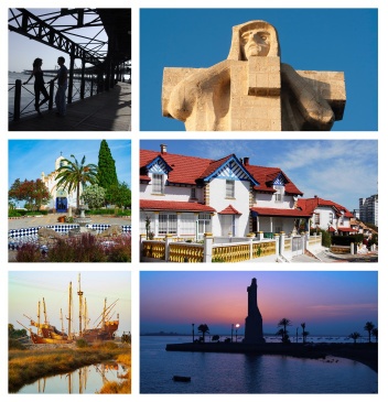 (Top left to right) Muelle de Rio Tinto, Monument to Discoverer Faith,  Nuestra Señora de la Soledad Cemetery, Barrio de Reina Victoria, Muelle de las Carabelas, Monument to Discoverer Faith. © Michelle Chaplow