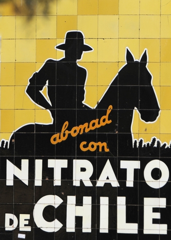 The famous ceramic tiled advert for Nitrado de Chile Almonaster la Real © Michelle Chaplow