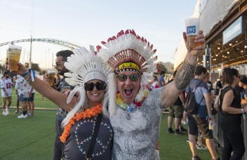 Festival-goers, loving the occasion  © Michelle Chaplow