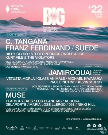 Andalucia Big Festival 2022 poster with C Tangana, Franz Ferdinand and Suede