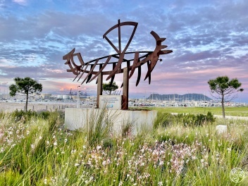 A sculpture in the Algeciras Marina - "The Bay of Algeciras the cradel of navigation for over 3,000 years". © Michelle Chaplow