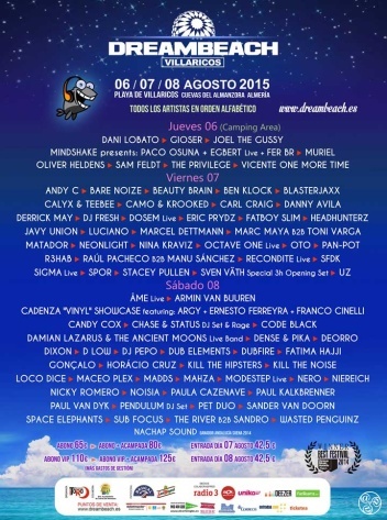 Dreambeach Festival 2015  line up poster