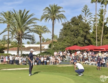 Julien Guerrier from France and Jorge Campillo from Extremadura, Spain on the 18th © Michelle Chaplow