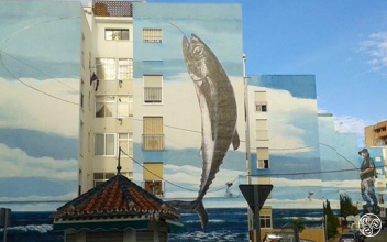 Murals in Calle de la Terrasa by José Fernández Ríos Mural entitled "Fishing Day
