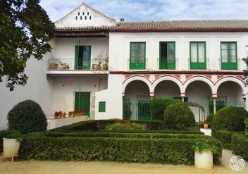 Gardens, loggia and main building of Palacio Bucarelli in Seville 