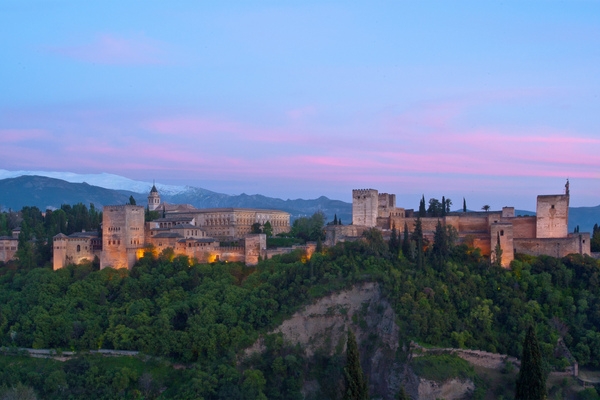 The Alhambra at twilight, crowned by the snowy peaks of the Sierra Nevada © Michelle Chaplow