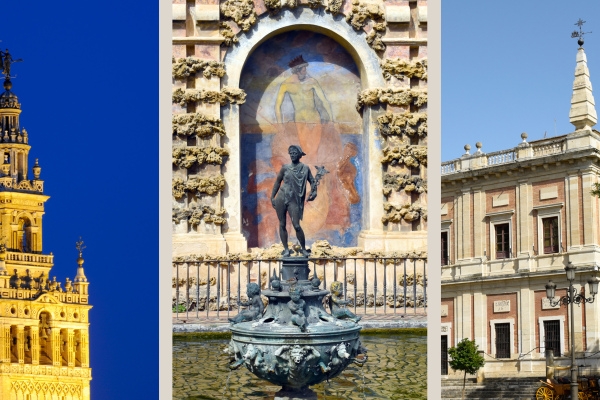 Seville’s UNESCO World Heritage treasures: the majestic Royal Alcázar of Seville, the iconic Seville Cathedral and Archivo General de Indias © Michelle Chaplow