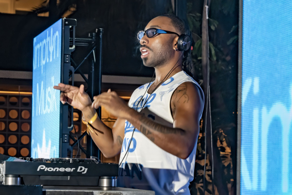 London-based DJ and creative Donnie Sunshine took to the Kimpton Marbella, pool stage at sundown © Michelle Chaplow