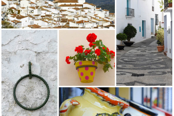Malaga villages clockwise: Algatocin, Frigiliana, Mijas, Almo © Michelle Chaplow