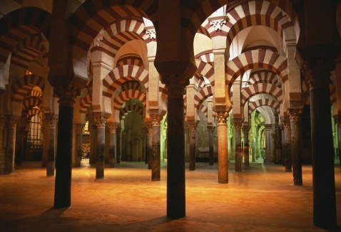 The building's existing 865 columns (originally 1293, before the cathedral arrived) were recycled from various sources, including the Visigothic basilica over which the mosque was built. (c) Michelle Chaplow
