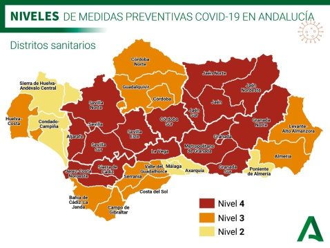 Levels of prevention measures in Andalucia 29-10-2020 to 09-11-2020