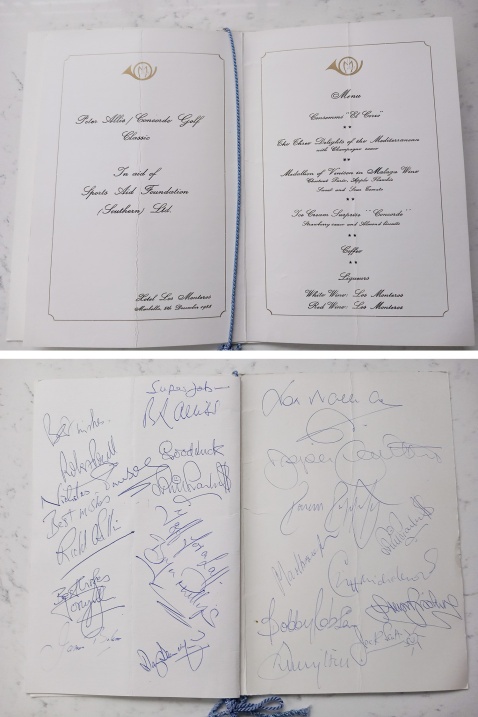 Concorde Golf Classic Gala Dinner - signed menu. © Robert Hill