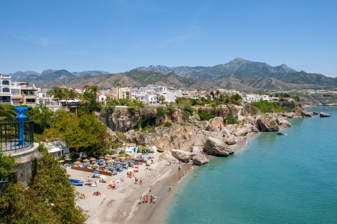 Calahonda Beach in Nerja – a small, picturesque gem, a picture-postcard views and classic Mediterranean charm.© Michelle Chaplow