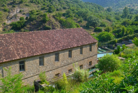 The old trout farm can be seen just below the spring, on the way to the village pool