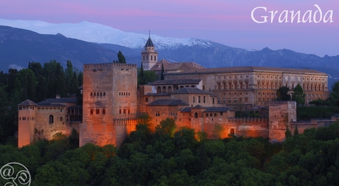 Sunset over the Alhambra in Granada 