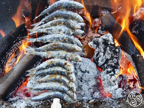Espeto is a traditional way of cooking freshly-caught sea fish, most often sardines. © Michelle Chaplow