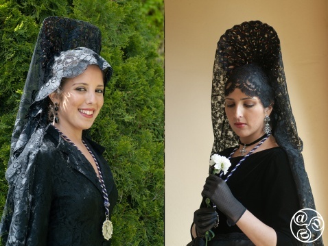 The float is illuminated with rows of candles after dark, in front of the Virgin. (c) Michelle Chaplow Veracruz Procesion. Good Friday, Estepona, Malaga.