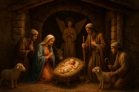 Nativity Scene Baby Jesus from a Christmas nativity scene – or “Belén” (Spanish for Bethlehem).