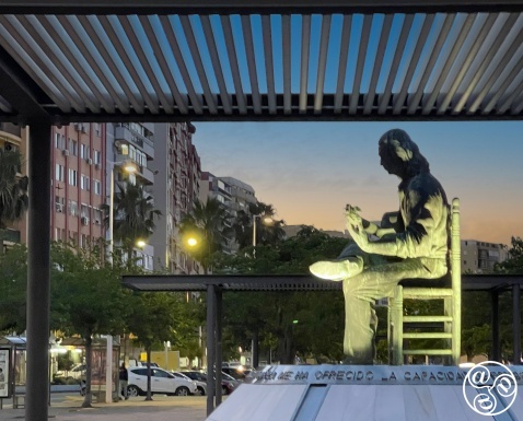 Paco de Lucia Monument on promenade at entrance to port (c) Michelle Chaplow