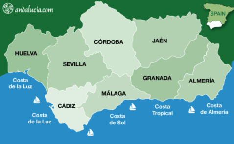 Map of the Southern Coast in Andalucia ©Andalucia.com Map of the Southern Coast in Andalucia ©Andalucia.com